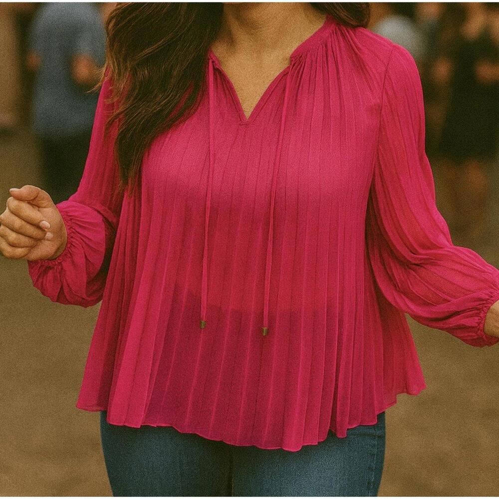 Estelle Larissa Top Boysenberry Pink Blouse 3XL NWT Sheer Flow Boho Sleeve